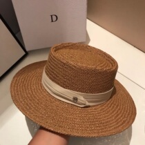 13c the same summer mens and womens hand-woven wide eaves flat top hat shade sunscreen holiday beach sun straw hat