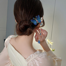 Crystal inlaid diamond flower butterfly flow Su hair clip State Chaurette New grip after clip Back Brain Spoon Disc Hair Spring Clip Fashion Hair Accessories