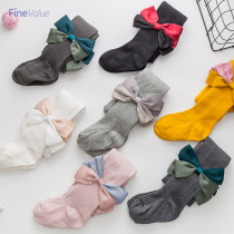 Childrens pantyhose spring and autumn thick girls leggings Little girl cute big bow baby one-piece socks