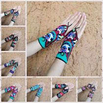 Glove with embroidered ethnic style wrist guard female embroidery missing finger wrist set four jewelry half finger bracelet
