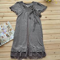 Q foreign trade Original Single size womens soft double ruffled short sleeve dress base skirt fat mm clearance