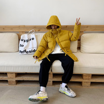 Value clearance# Good work in autumn and winter long hooded cotton clothes Korean ins casual cotton men