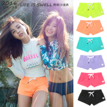 Casual fitness solid color beach pants womens shorts tight skinny swimming spa surf quick-drying pants waterstar