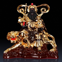 Taiwan Shengfan gold martial arts God Zhao Gongming ornaments pure copper riding Tiger wealth God Buddha statue dedicated to the five-way God of Wealth