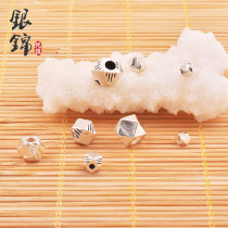 s925 sterling silver beads diy Thai silver accessories Multi-faceted three-dimensional cross-hole spacer beads red rope bracelet necklace jewelry material