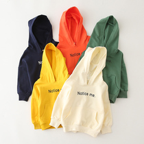 Korean version hooded childrens sweater cotton baby top 2021 spring new childrens clothing boy pullover jacket Korean version