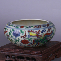 Daming Chenghua annual bucket color Phoenix picture pen wash antique porcelain play Dong ornaments unearthed collection water shallow home accessories