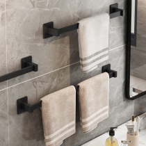 Toilet towel rack non-perforated toilet bath towel hanging rod square hand towel single rod hanger bathroom storage