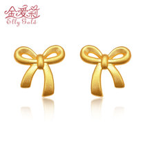 Jin Aili gold earrings womens foot gold 999 earrings new ancient bow Tanabata couple pure gold earrings