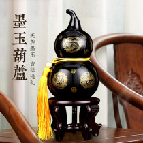 Ink Jade Gourd Golden Silk Gourd Kowloon Baofu Living Room Desk noodles Handicraft Stone Gift Pendulum with Certificate