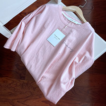 Large size womens cotton short sleeve T-shirt washed cotton Loose Womens top-4 9