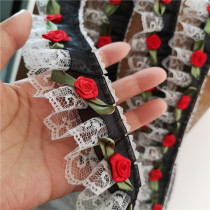 diy pastoral high-quality original black red rose lace home versatile handmade three-dimensional flower lace accessories