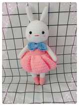 Mango Family Diy Pure Hand Crochet Hook Loveable Little Rabbit Fur Line Doll Finished Product