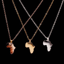 Africa Map Necklace Pendant Women Men Gold Silver Jewelry