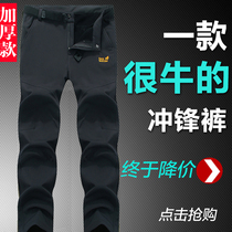 Jacket pants for men and women in autumn and winter plus velvet thickened windproof and waterproof outdoor large size mountaineering travel ski trousers