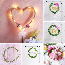 Birthday cake decoration Mori wreath rattan cake decoration Happy birthday love grass circle decoration