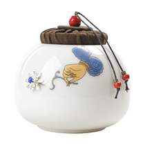  White porcelain silver tea cans New ceramic sealed cans High white jade porcelain storage tea warehouses Small black tea cans Wake up tea cans