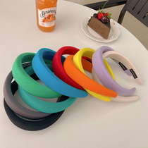 Candy color sponge hair stirrup Heightened Cranial Top Blue Head Stirrup Hair Card Summer Wide Thick Wash Face Retro Style Hair Band