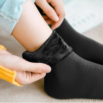 (2 5 pairs)socks womens autumn and winter velvet thickened warm floor socks stockings Korean version of mens and womens black tube socks