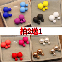 Korean simple Joker size pearl front and back earrings female temperament double-sided wearing earrings exaggerated Net red ear jewelry