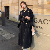 Trench coat women long knee 2020 Spring and Autumn New English style lace small man temperament pop coat tide