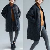 Lingge cotton clothes women Winter 2019 new Korean version of large size cotton clothes loose long baseball collar zipper coat tide