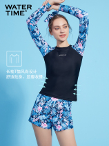 WaterTime split long sleeve swimsuit womens new conservative belly flat corner swimming trunks anti-light hot spring swimwear