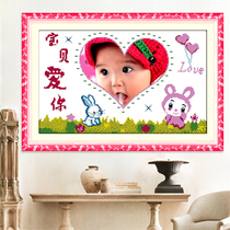 New baby birth certificate cross stitch hand-embroidered photo simple small children bedroom souvenir Pro