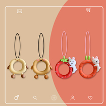 Fire lie cat three-dimensional bread monster strawberry radish rabbit silicone mobile phone ring cartoon short lanyard key anti-fall