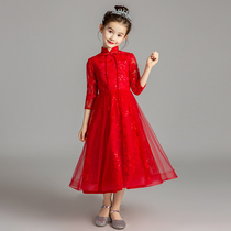  Childrens dresses Princess dresses Girls Puffy yarn Little flower girl Wedding dresses Catwalk Piano performance dresses Evening dresses Autumn and winter