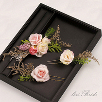 Bride Handmade Head Accessories Senteal Dry Floral Hairpin Emulation Rose Super Fairy wedding Wedding Ornaments Seaside Photocephaly