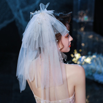 Mengyao bride handmade silk yarn gold powder bow multi-layer yarn wedding dress photo styling hair accessories accessories