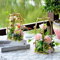 New emulated flower pendulum piece living room decoration light and luxurious high-end electroplating florist modern minimalist KTV Bar arrangement