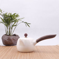  Xishi Pot Cover bowl Sheep fat jade porcelain White porcelain Single pot Creative porcelain Tea set Small Teapot Pottery side handle pot