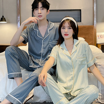 Pajamas women summer mens ice wire 2022 new couple dress a man and a woman summer home suit can be worn outside