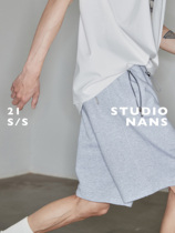 (NANS) 32 weight lbs wool circle zip pocket side split design oak adjustment tightness waist sports shorts