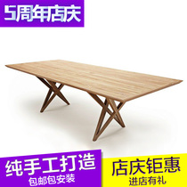 Nordic solid wood dining table Log simple modern desk custom restaurant environmental protection creative large dining table Conference table