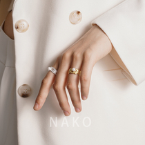 NAKO2021 new sterling silver fold texture niche design sense fashion pearl ring tide temperament open ring