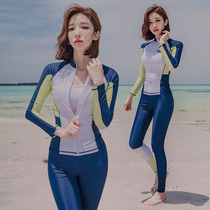 Special Korean version of new swimsuit women split long sleeve color four-piece trousers diving surf hot spring thin swimsuit