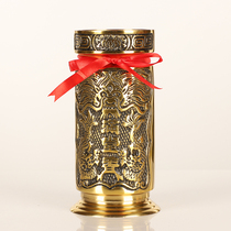 Copper incense tube pure copper incense for Buddha household long heart Suisongshuanglong full incense Hall inserted incense bucket Buddhist supplies