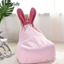 Factory cute rabbit fabric children lazy sofa boys and girls living room bedroom single bean bag sofa