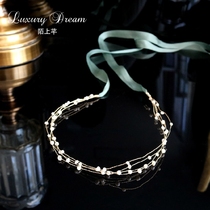 Hairband female Korean version of Joker Fresh Mori female super fairy ribbon headgear tie hair freshwater pearl neck chain dual use