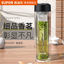 Supor double-layer glass mens high-grade transparent portable KC35 45 50ET10 KC22 28 33ES10