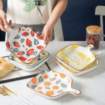  Nordic baking tray Ceramic household baking oven plate Household creative fruit plate baking rice plate Microwave oven special