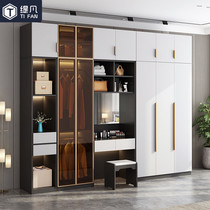 Net red wardrobe Household bedroom light luxury cabinet Modern simple with dresser One-piece large wardrobe storage locker