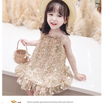 Childrens clothing girls floral skirt dress childrens summer New Baby 2 years old 3 chiffon skirt 4 girls 5 suspenders skirt