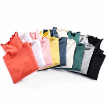 Childrens high collar base shirt Cotton Spring and Autumn Winter big childrens clothing girl wooden ear T-shirt baby long sleeve shirt