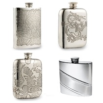 British hand beats pewter white Tin Alloy Spirits with Carry-on Portable Retro Wine Bottle Whisky Gift
