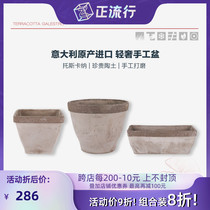 Qingye deroma Roman red pottery clay flowerpot breathable pottery basin balcony outdoor garden courtyard size