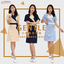 Summer beautician overalls Korean version of the waist thin dress female front office overalls custom LOGO